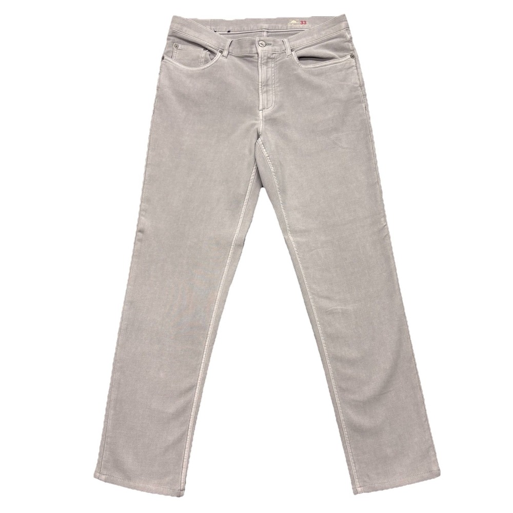 Faherty Pants Mens 33x30.5 Gray Stretch Terry 5 Pocket Work Travel Casual Preppy